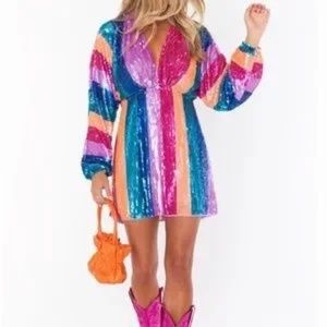 Show Me Your MuMu Kidman Dress Striped Sequins Size Small